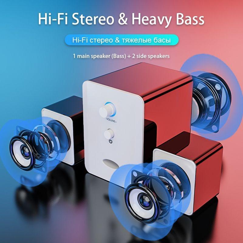 Динамики для настольного компьютера — звуковая панель Bluetooth, питание от USB, дополнительный разъем 3,5 мм, идеально подходит для настольного монитора, ПК, ноутбуков