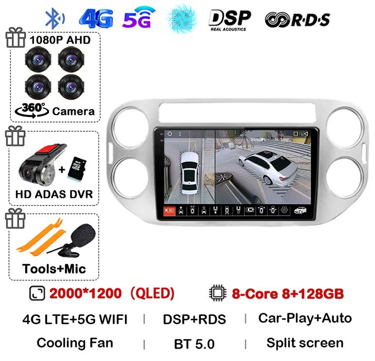 Android 14 Carplay Автомагнитола для VW Volkswagen Tiguan 1 NF 2006 2008-2013 2014 2015 2016 Мультимедиа GPS Видеоплеер Стерео