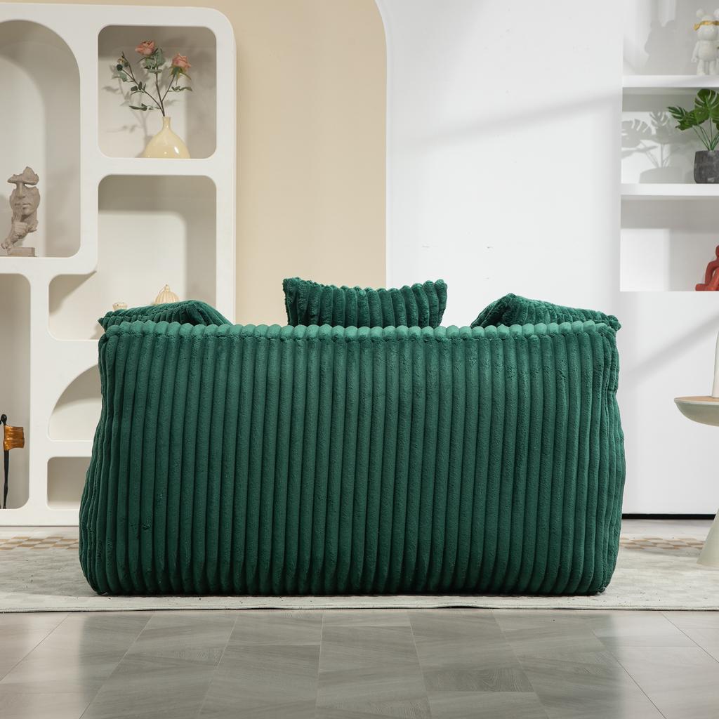 Современный вельветовый диван-кровать Cloud Couch с 3 мягкими подушками, удобный одноместный напольный диван для гостиной, квартиры, офиса(Изумруд)