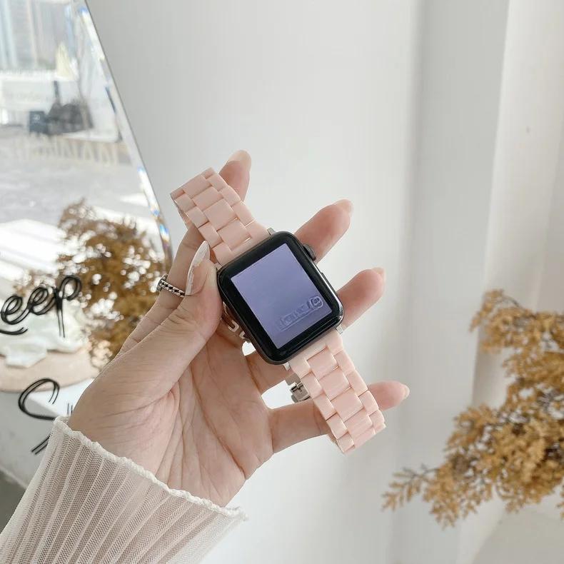 Candy Colored Resin Strap for Apple Watch 49mm 45mm 44mm 42mm 41mm 40 38mm Compatible with iWatch Series 10 9 8 7 se 6 5 3 Ultra