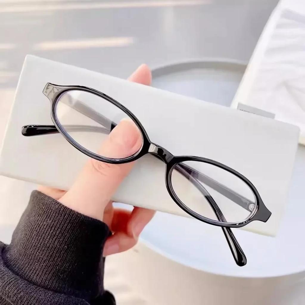 New  Women'S Retro Oval Glasses Girls Red Green Frame Glass Eyewear Decorative Computer Anti-Blue Eyeglasses Seaside Driving