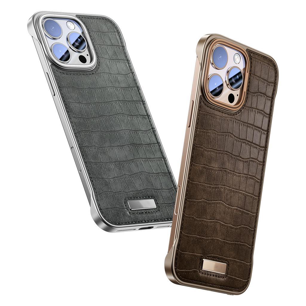 Чехол-рамка с крокодиловым узором для iPhone 16, 15, 14, 13, pro max, ультратонкий деловой чехол-накладка для Apple 16pro MAX, аксессуары