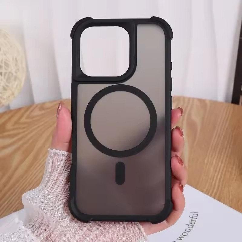 Магнитный роскошный матовый противоударный защитный чехол для iPhone 16 15 14 13 12 Pro Max с беспроводной зарядкой для чехла Magsafe