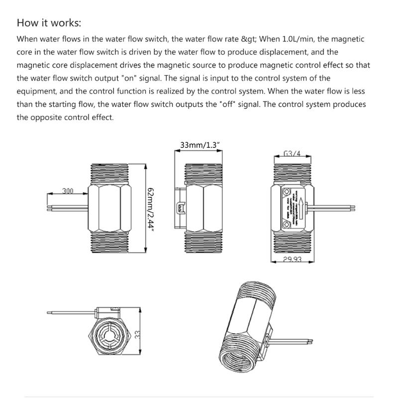 High Performances DN20 Water Flow Brass Water Flow Switchs 1.5-50L/min Water Flows Control Liquid Flowmeter A0KF