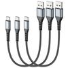 Кабель SUNGUY USB C 0,3 м [набор из 3 шт.] QC3.0 до 18 Вт, быстрая зарядка, тип C, 30 см, короткий, тип C, USB2.0, передача данных, нейлоновая вязка, высокая прочность iPhone16