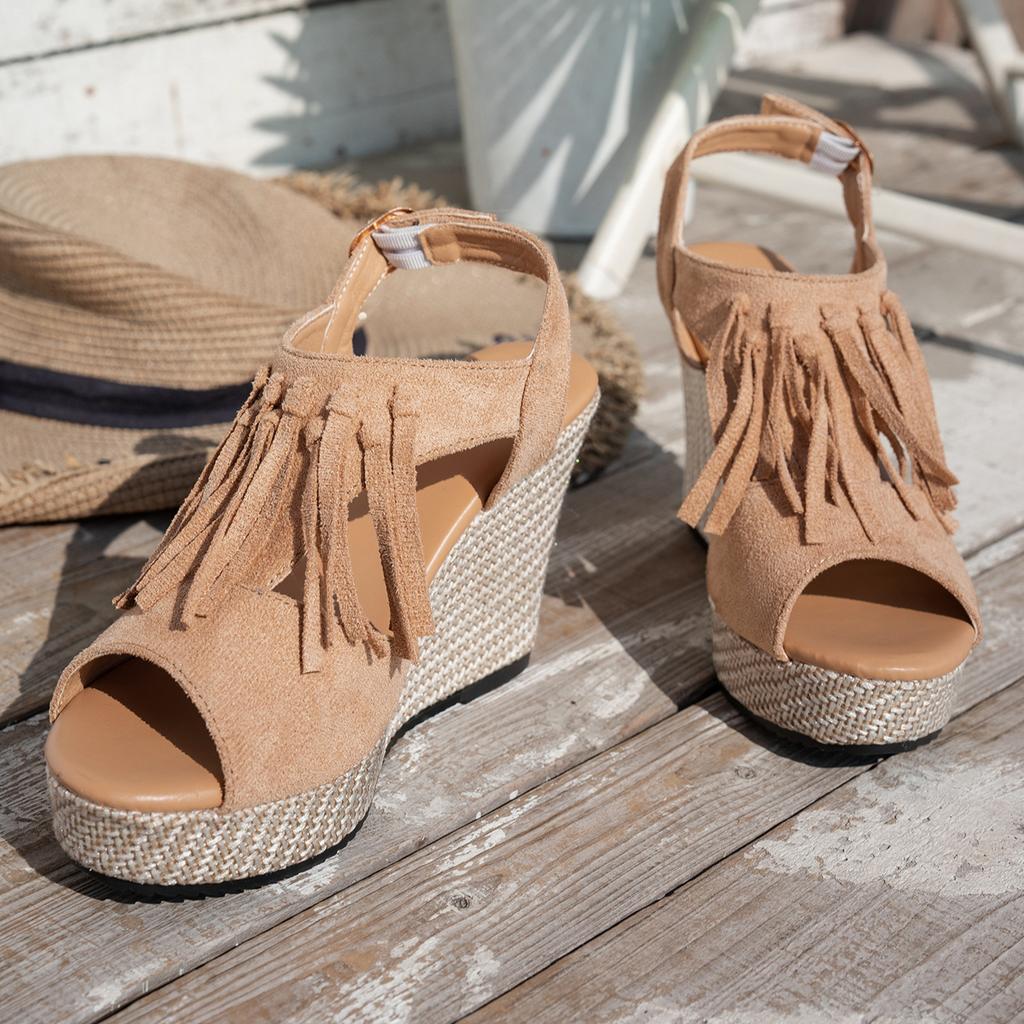 Женские босоножки на танкетке на платформе, стильные босоножки с открытым носком и ремешками на щиколотке, женские легкие, удобные, повседневные, модные туфли для женщин