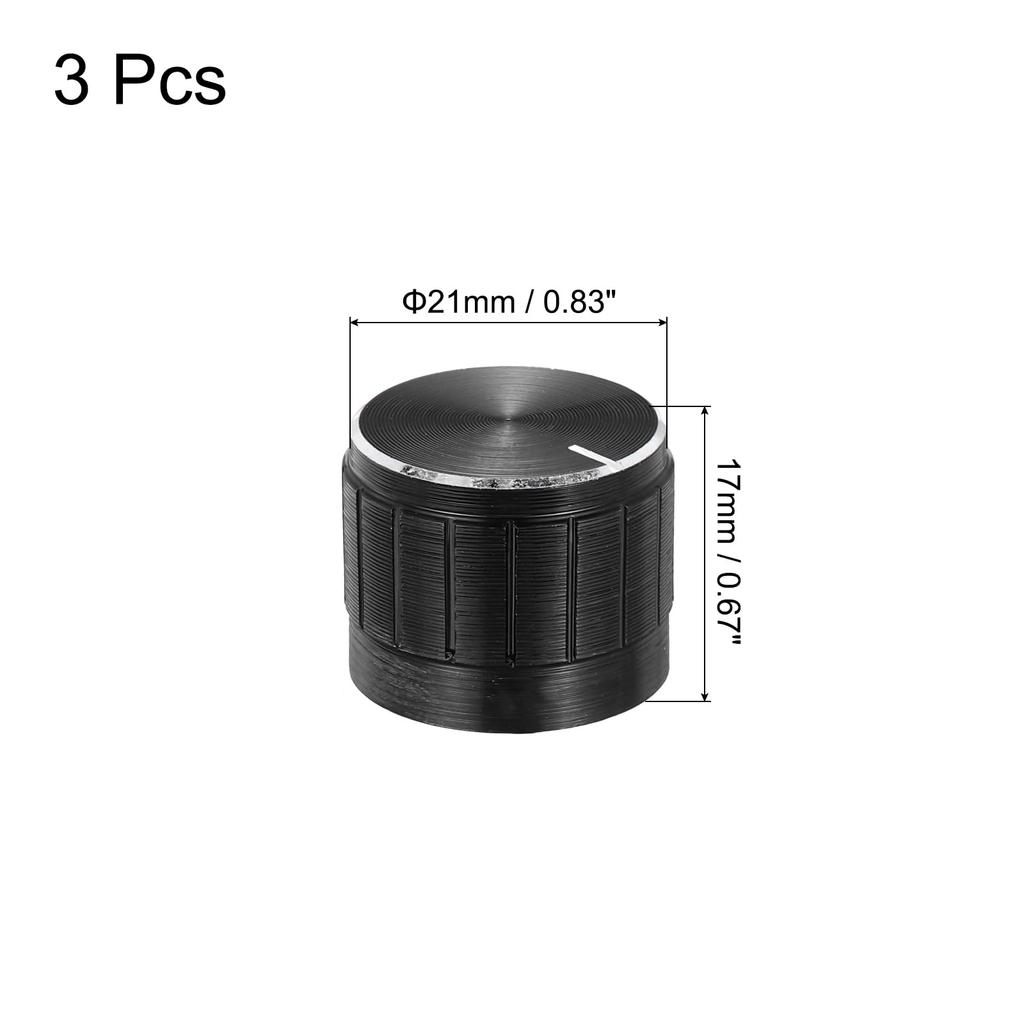 uxcell 3 Pcs Potentiometer Knob, Nulled Axis, Black Aluminum, 0.2 inch (6 mm) Shaft
