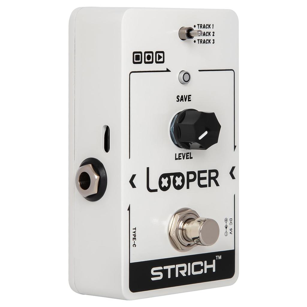 STRICH Looper Effect Pedal, 90 Minutes, Guitar Effects, 3 Loop Track Storage Slots, USB Audio Import/Export, True Bypass, Electric Guitar Effects