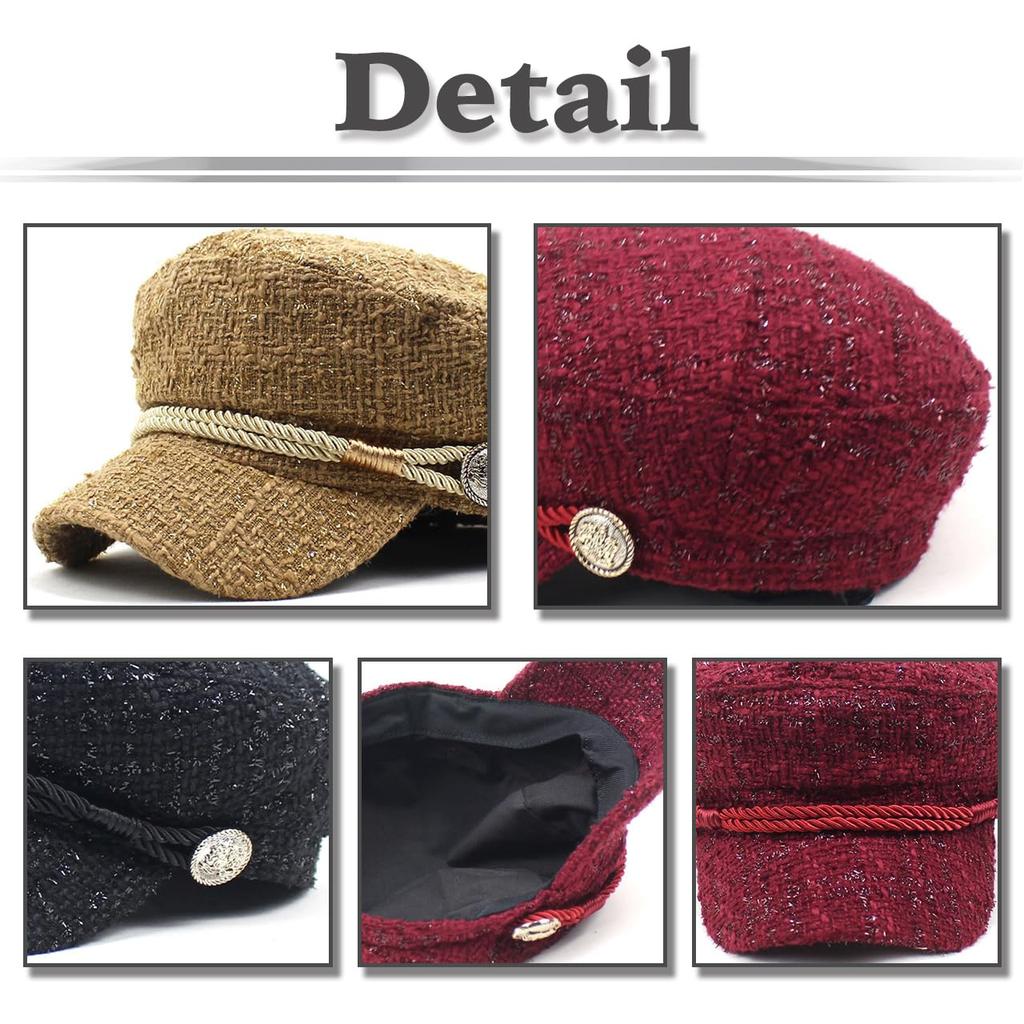 Морская кепка газетчика Going CZ311 [Белый Клык], Кепка, Девочковый, Стильный, Шляпа, На выход, Путешествия, Твид, Женская, (Вино)