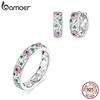 BAMOER из натурального стерлингового серебра 925 пробы, весенние цветы-кольца, серьги, костюм, подходят для женщин, свадебные украшения для помолвки