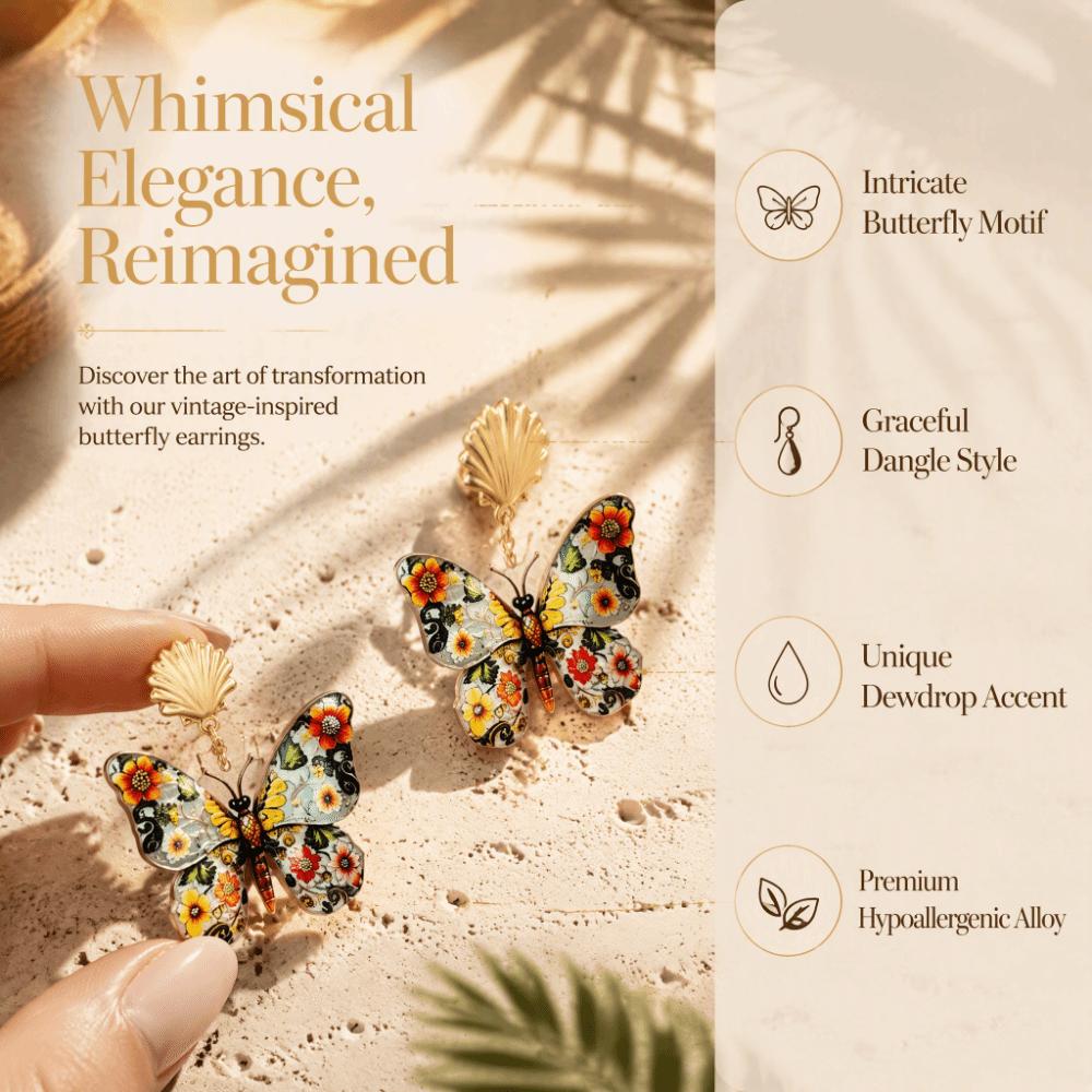 Water Droplet Pendant Pendant Earrings Retro Animal Earrings Butterfly Earrings Jewelry Gift
