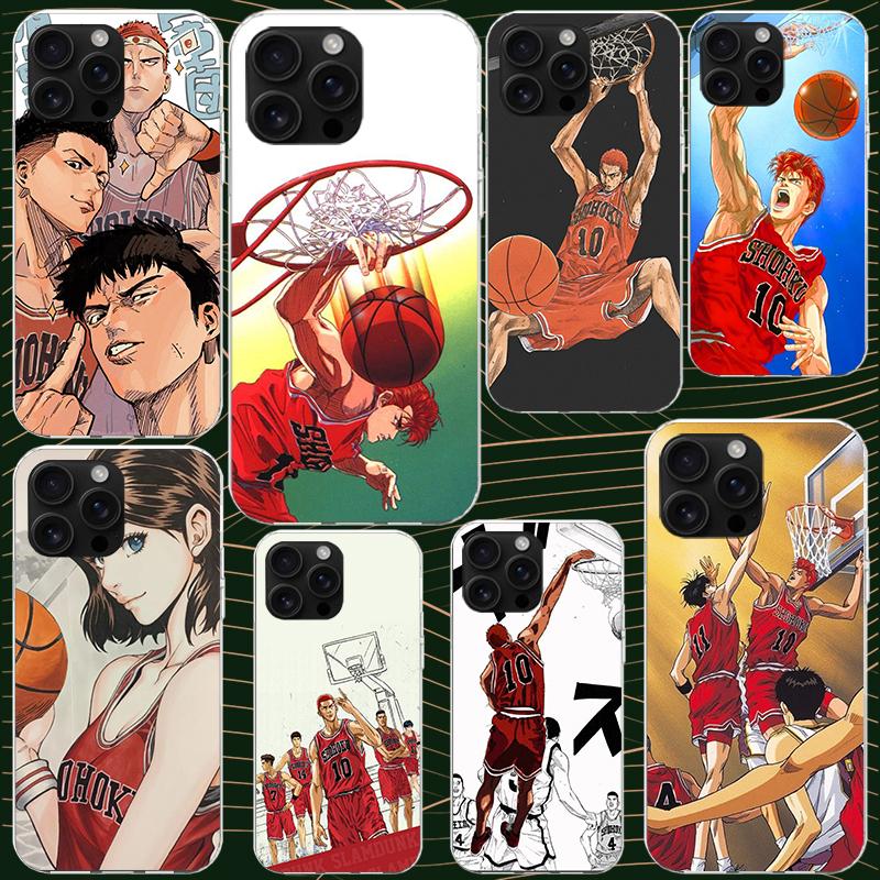 Anime S-SLAM DUNK Case for iPhone 13 12 Mini 11 Pro Max Soft Phone Cover X XS XR 7 SE 8 Plus 6 6S 5 5S Silicone Black Capa