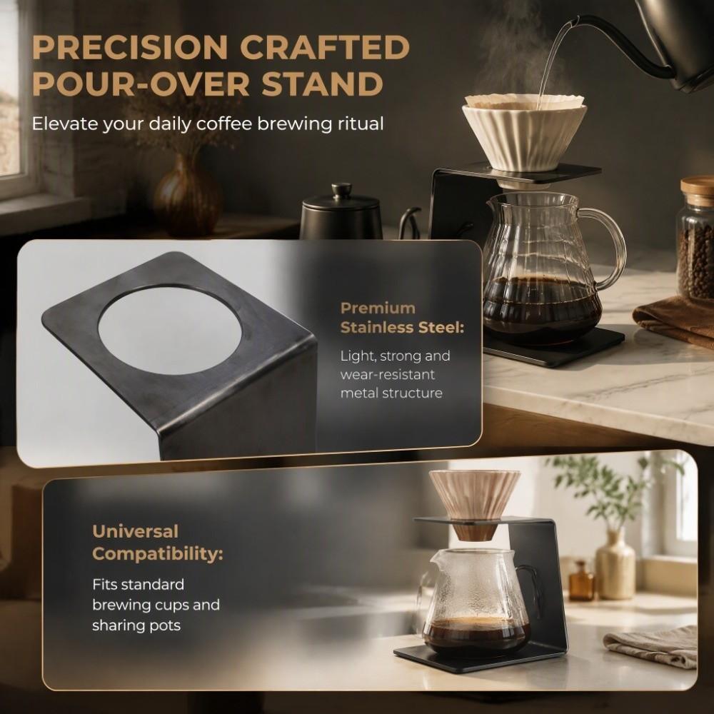 Black Pour Over Coffee Dripper 7.1in Compact Base Coffee Dripper Stand Kitchen Counter