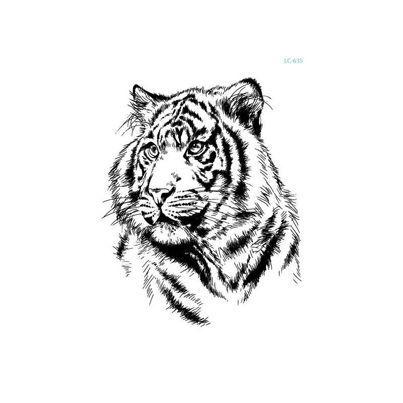 Реалистичная голова тигра, временные татуировки для мужчин, мальчиков, взрослых, поддельные компас, Лев, Сова, лиса, татуировка, наклейка, перенос воды, боди-арт, татуировки