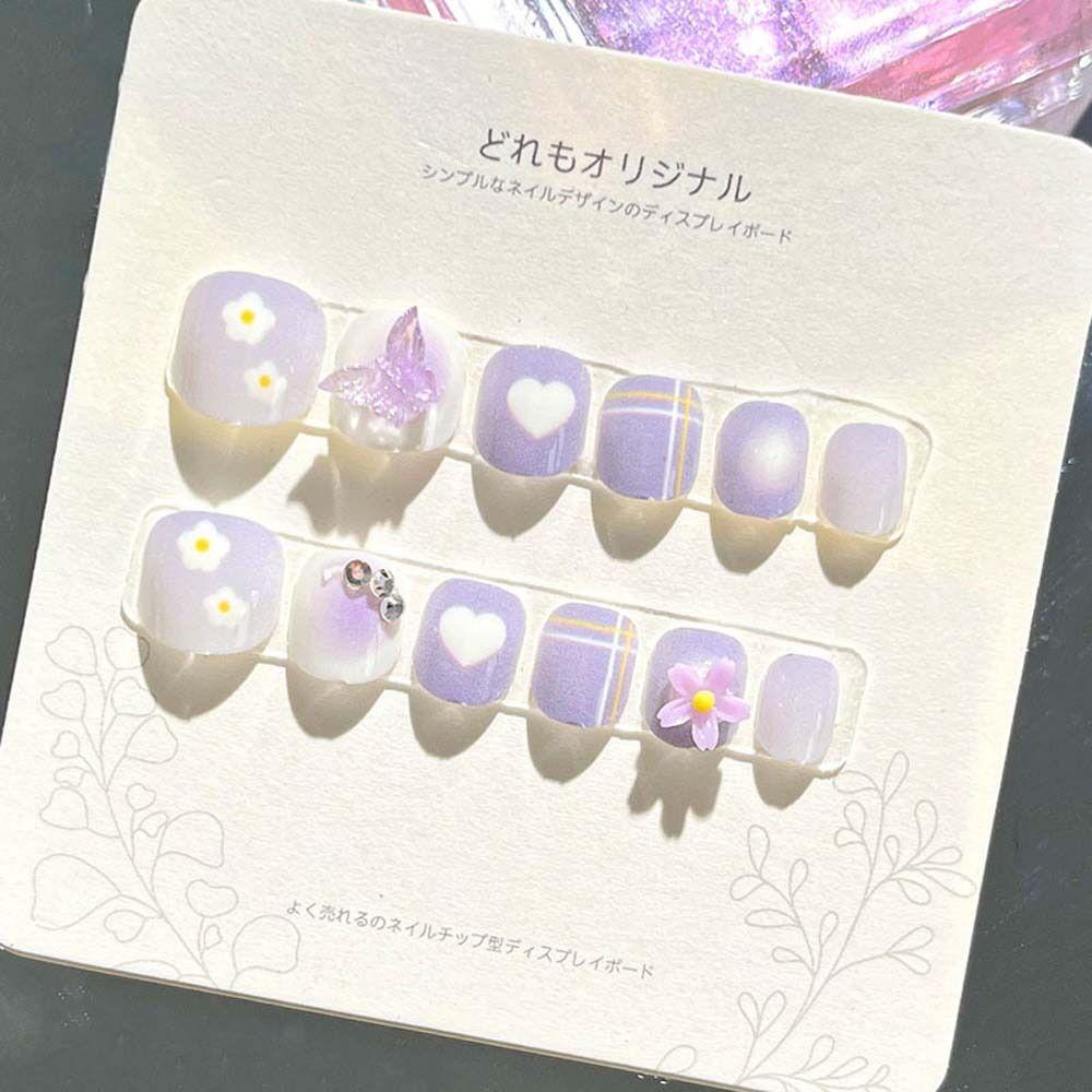 Flower Kids Cartoon Fake Nails Bears Cartoon Nail Accessories Children False Nails Kids Toys