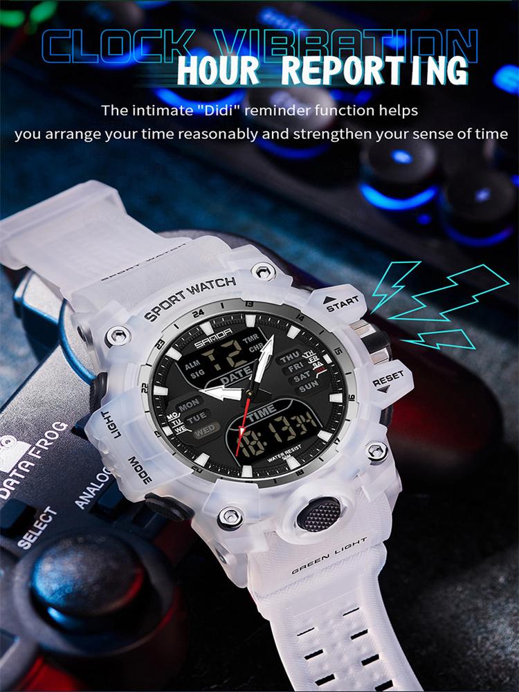SANDA 6126 Новый продукт Будильник Многофункциональные Мужские Модный тренд Корейская версия Водонепроницаемые Ударопрочные Наручные часы