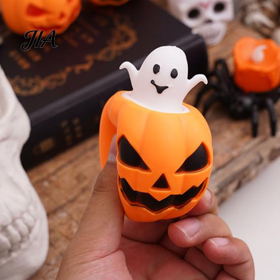 Pumpkin Head Sensory Toy 12Pcs Pop-up Ghost Squeeze Toy, Stress Relief Set Creepy Pinch Fidget for Party Favors Halloween