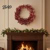Indoor Outdoor Festive Decor 24.6FT Christmas Wire Garland, Red Green Leaves/Striped Candy/Snowflake Shiny Tinsel Candy Cane Striped Decoration