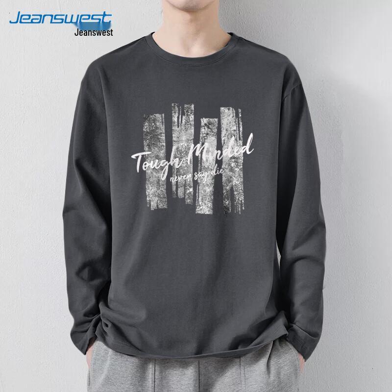 Мужская хлопковая футболка с длинным рукавом и круглым вырезом Jeanswest