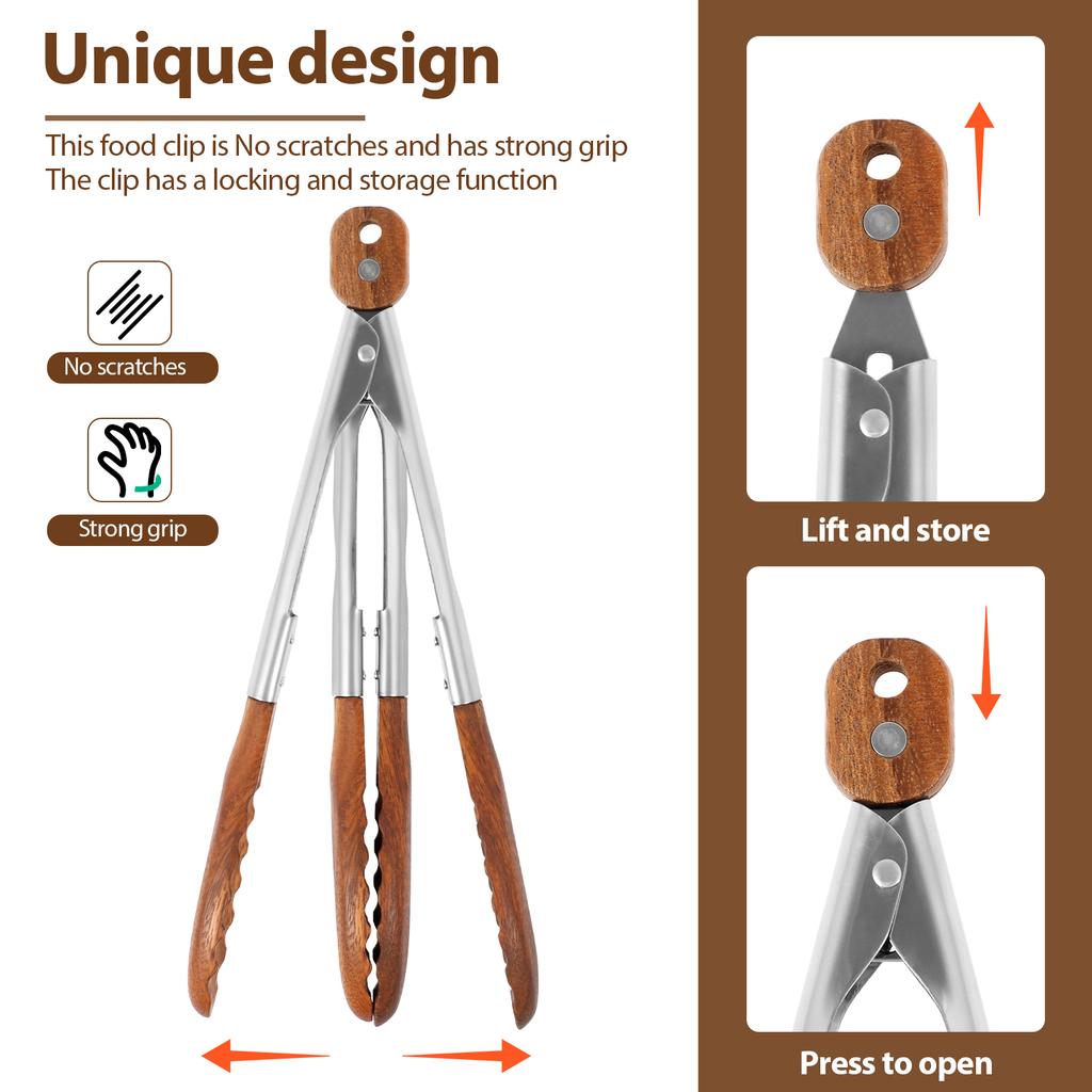 2Pcs Kitchen Tongs Portable Food Tongs Heat-proof Cooking Serving Tongs For BBQ Salad Steak Pasta Spaghetti Noodles Grilling