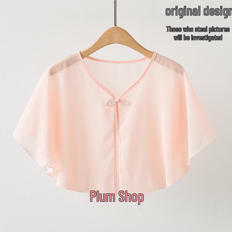 Women's Summer Chiffon Shawl with Camisole Dress and Lightweight French Style Cardigan Cover-Up