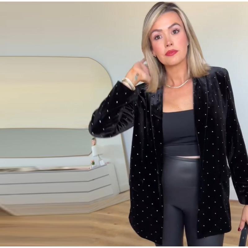 Женский бархатный пиджак Diamond, модный тонкий пиджак с длинными рукавами, женский повседневный пиджак 2025 года, блестящий офисный женский уличный стиль