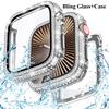 Bling Glass+Cover For Apple Watch Case 46mm 44mm 45mm 41mm 40mm 42mm Ultra1/2 49mm Diamond bumper+Screen Protector Iwatch Series 10 9 8 7 5 6 SE