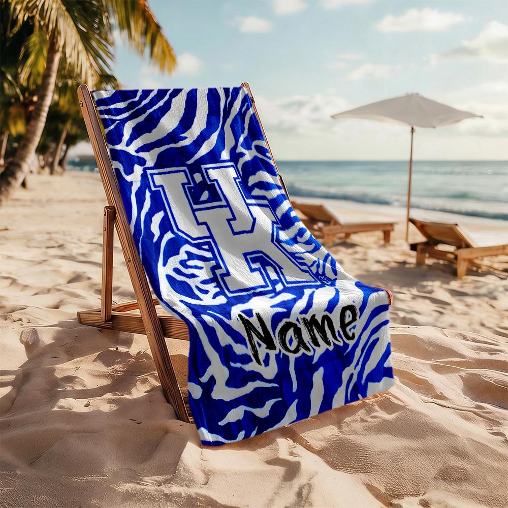 Blue White Kentucky Personalized Name Beach Towel High Absorbency & Quick-Dry