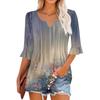 3/4 рукава топы для женщин повседневные оборки V-образный вырез футболки рабочие блузки нарядные туники топы