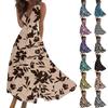 Женские модные повседневные свободные платья с V-образным вырезом без рукавов с принтом