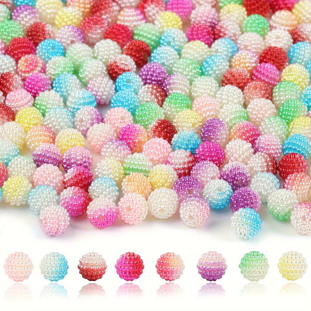 10mm 90pcs/bag Multicolor Acrylic Bayberry Beads Imitation Pearl Beads Round Loose Beads Spacer Beads For Earrings Bracelet Necklace Jewelry Making