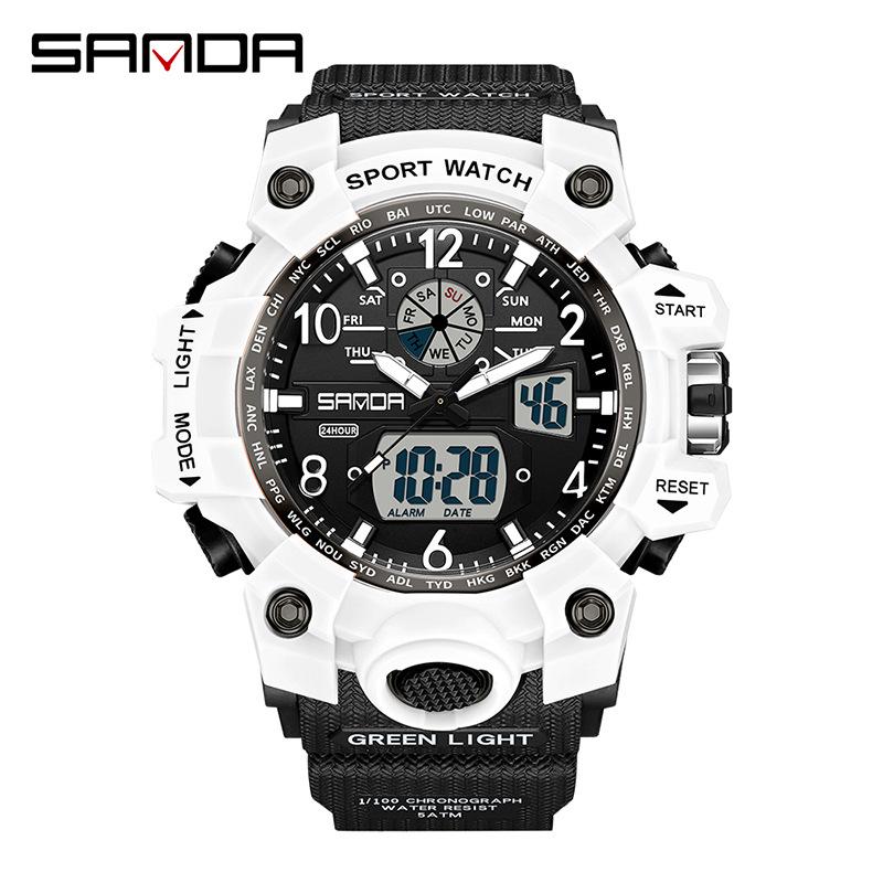 Sanda Молодежная Мода Светящиеся Водонепроницаемые Ударопрочные Будильник Мужские Часы