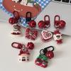 Little Bear Cake Cherry Bow Keychain Pendant For Women Girls Exquisite Headphone Case Charm Backpack Decoration Gifts