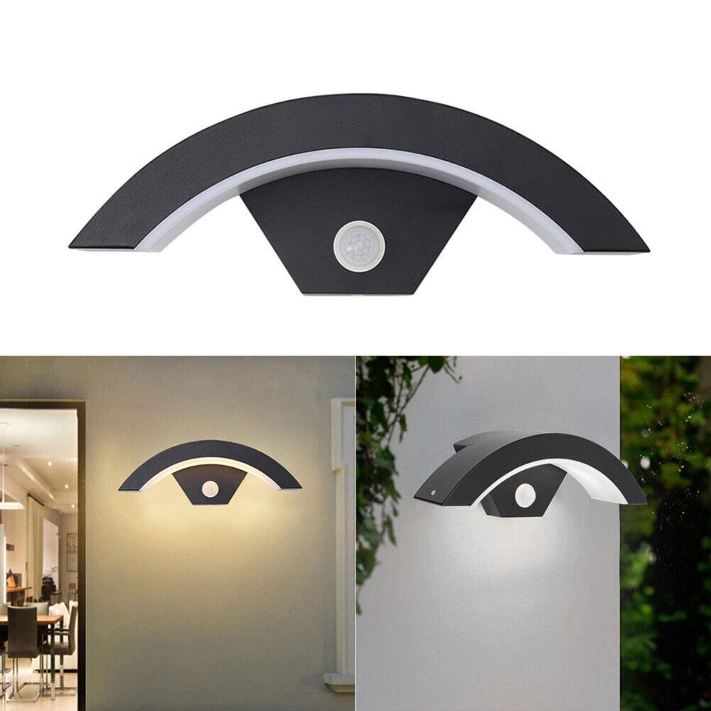 With Motion Sensor Outdoor Curved LED Wall Light Outside Garden Porch