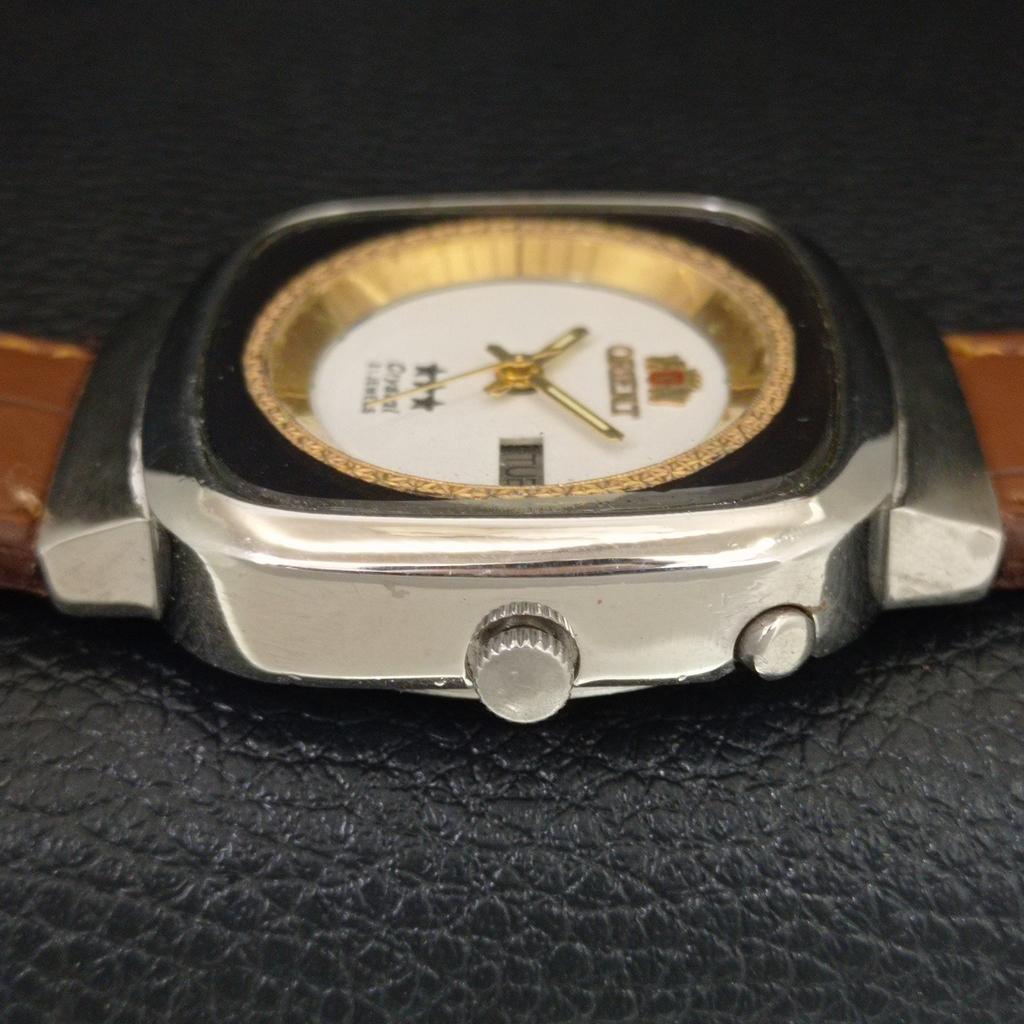 ВИНТАЖНЫЕ ORIENT CRYSTAL АВТОМАТИЧЕСКИЕ 46941 ЯПОНИЯ МУЖСКИЕ ЧАСЫ С БЕЛЫМ ЦИФЕРБЛАТОМ a704850-1