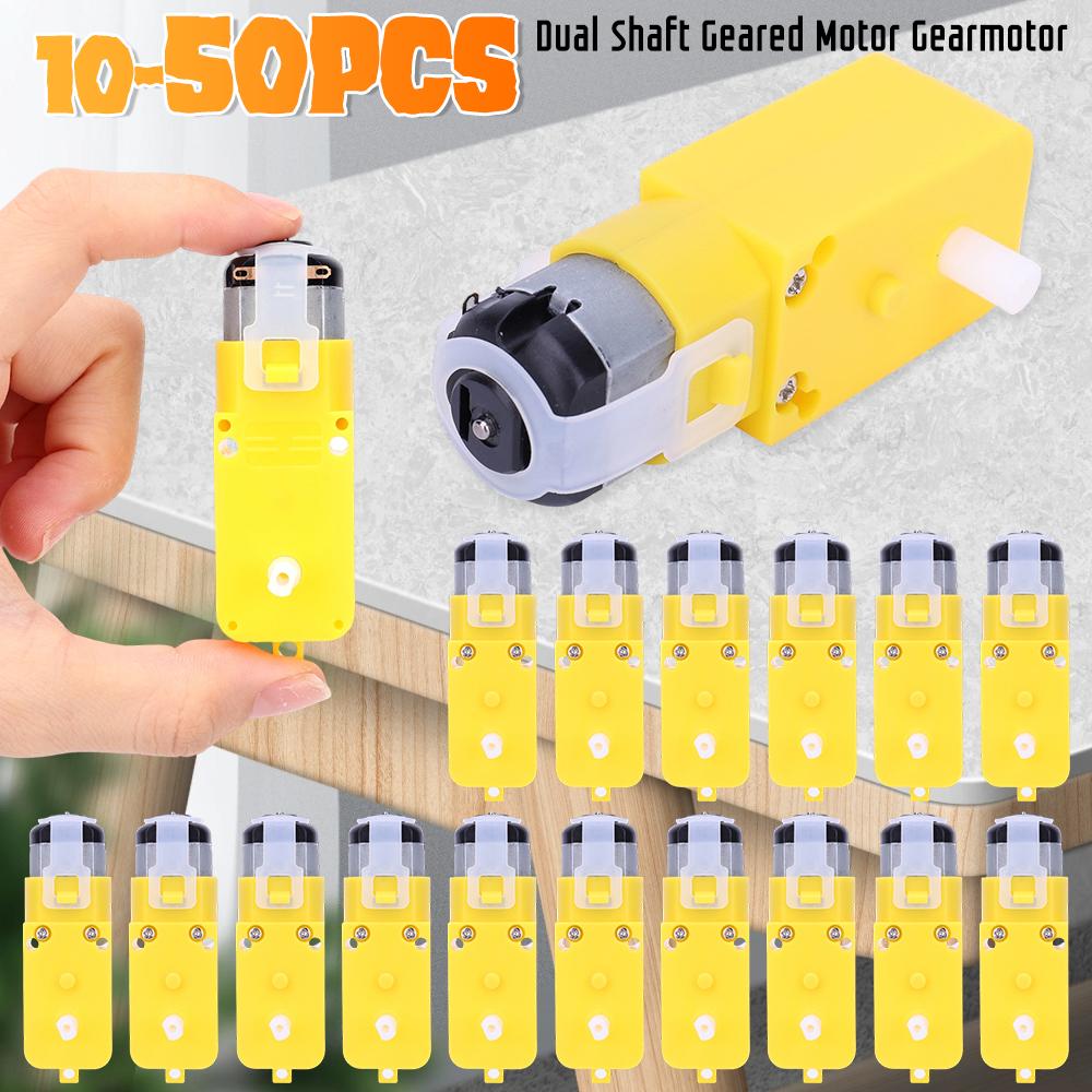 10-50PCS DC 3-12V Dual Shaft Geared TT Motor EMC Gearbox Engine for DIY Smart Car Robot Chassis Four Drive Tire Wheel Assembly