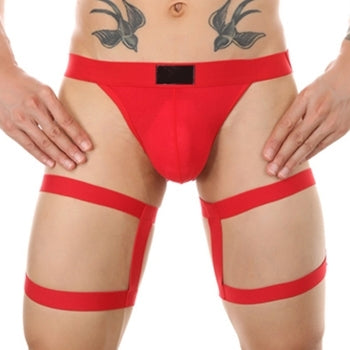 Clelio Red Elastic Band Thong - MenSexyWear - Harness