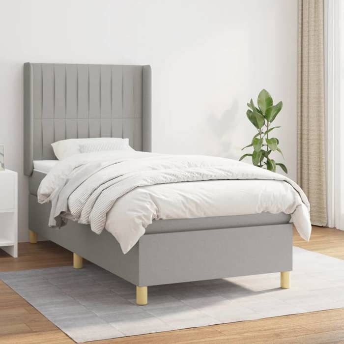 Maison Exclusive - Sommier à lattes de lit avec matelas Gris clair 100x200cm Tissu