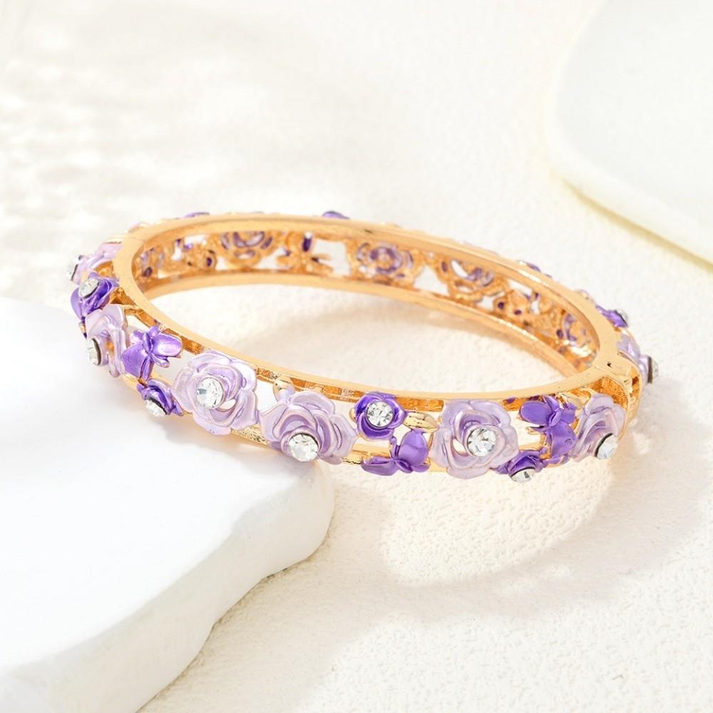 Traditional Filigree Enamel Bangle Rhinestone Women's Wrist Jewelry Daily