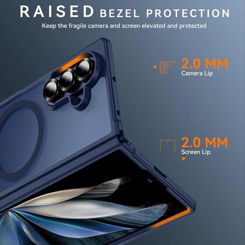Magnetic Mobile Phone Case for Samsung Galaxy Z Fold 7 Wireless Charging Cases Translucent Slim Rugged Cover with Magnet