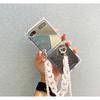 Cute White Chunky Chain Bracelet +Long Ball Strap Anti -Shock Clear Case For Samsung Galaxy Z Flip 4 5g Protective Capa