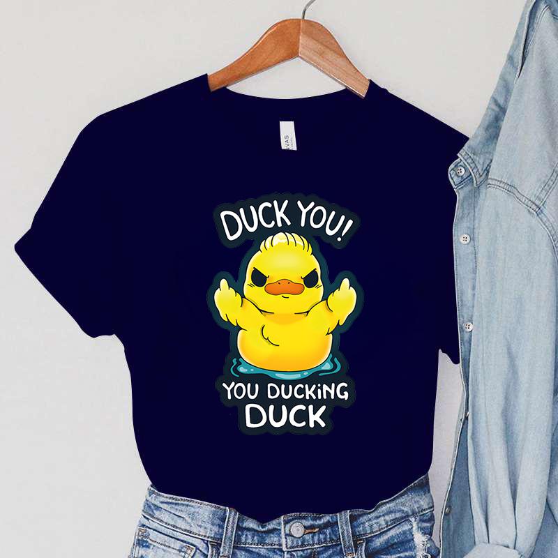 Футболки с героями мультфильмов DUCK, женская одежда с животными DUCK YOU! Винтажные женские футболки с принтом YOU DUCKING DUCK, женские футболки Anger DUCK