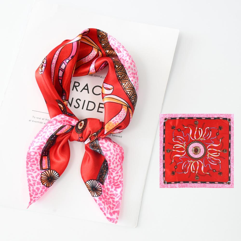 Новый модный высококачественный шелковый шарф квадратный шарф цепочка имитация шелка 50x50 маленький шарф для женщин