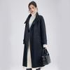 Fengxun Женское Премиальное Двустороннее Пальто из 100% Шерсти со Стойкой