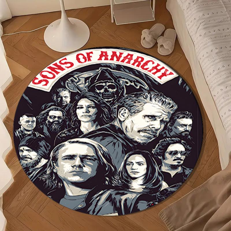 Anarchy Motorcycle Club Round Rug for Livingroom,Bedroom, Palyroom, Chair Rug, Area rug, Circle Carpet, Large Size Fan Christmas gift