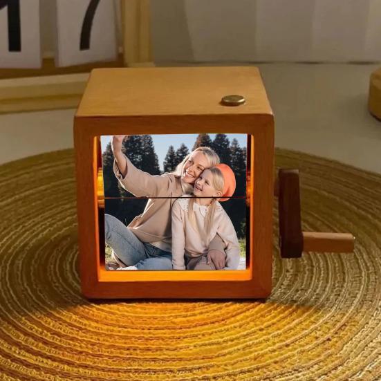 Персонализированная коробка-анимация Flipbook со встроенной подсветкой, ручной альбом для 8/16 фотографий, деревянная рамка, уникальный подарок для воспоминаний и дома