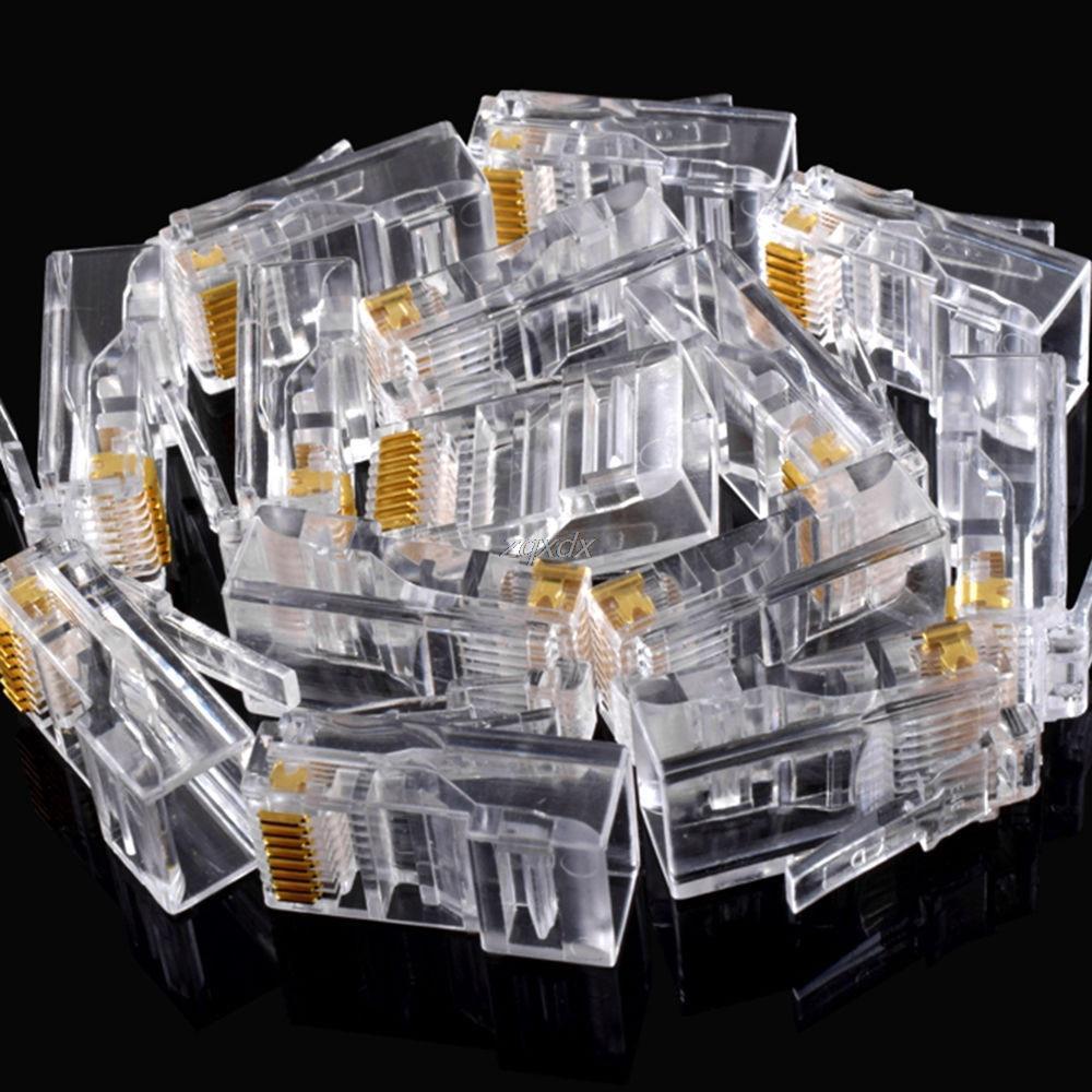 100 шт. RJ45 RJ-45 CAT5 модульный сетевой разъем Ethernet сетевой кабель Crystal Heads 8P8C адаптер лот