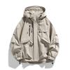 Spring Autumn Hooded Jackets Men Solid Color Vintage Cargo Outerwear Mens Outdoor Windproof Waterproof Jacket Loose Couple Coats