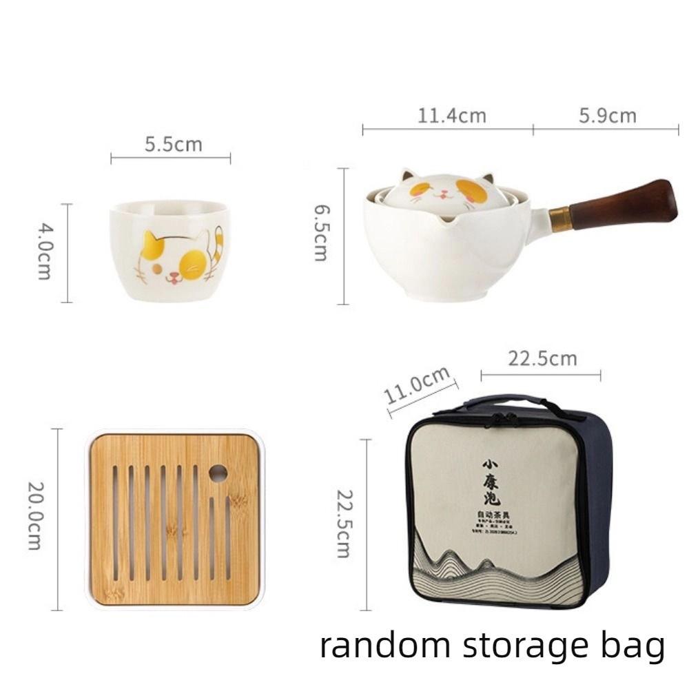 Набор чайников для кунг-фу в японском стиле 5/7 предметов, вращающийся на 360° набор для чая с пузырьками, набор чайников с кошкой манеки-нэко, подарок