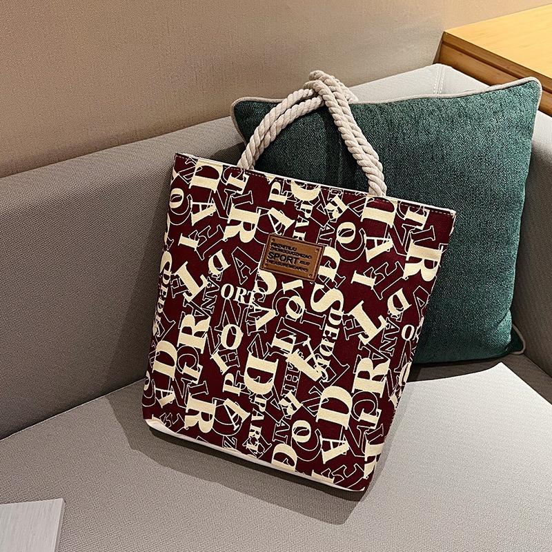 Женская сумка-тоут из холста с надписью, большая вместимость, стильная сумка через плечо для работы и поездок на работу